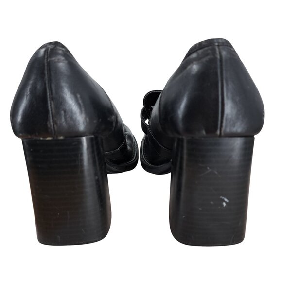 Vintage Y2K Skechers Faux Leather Chunky Heels Size 7 7.5? Somethin' Else Black - Picture 10 of 13